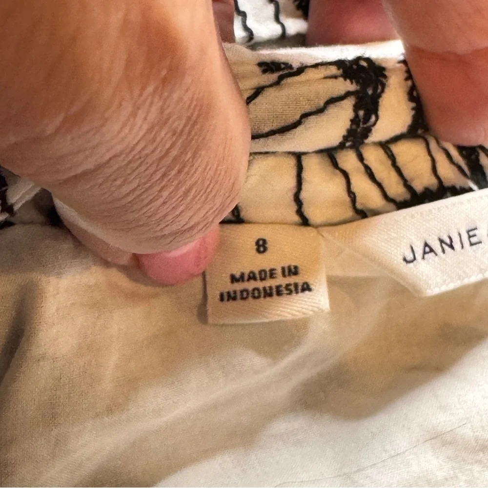 Janie and Jack Girls Dress Size 8 Black White Embroidered Eyelet Tie Strap Cotto